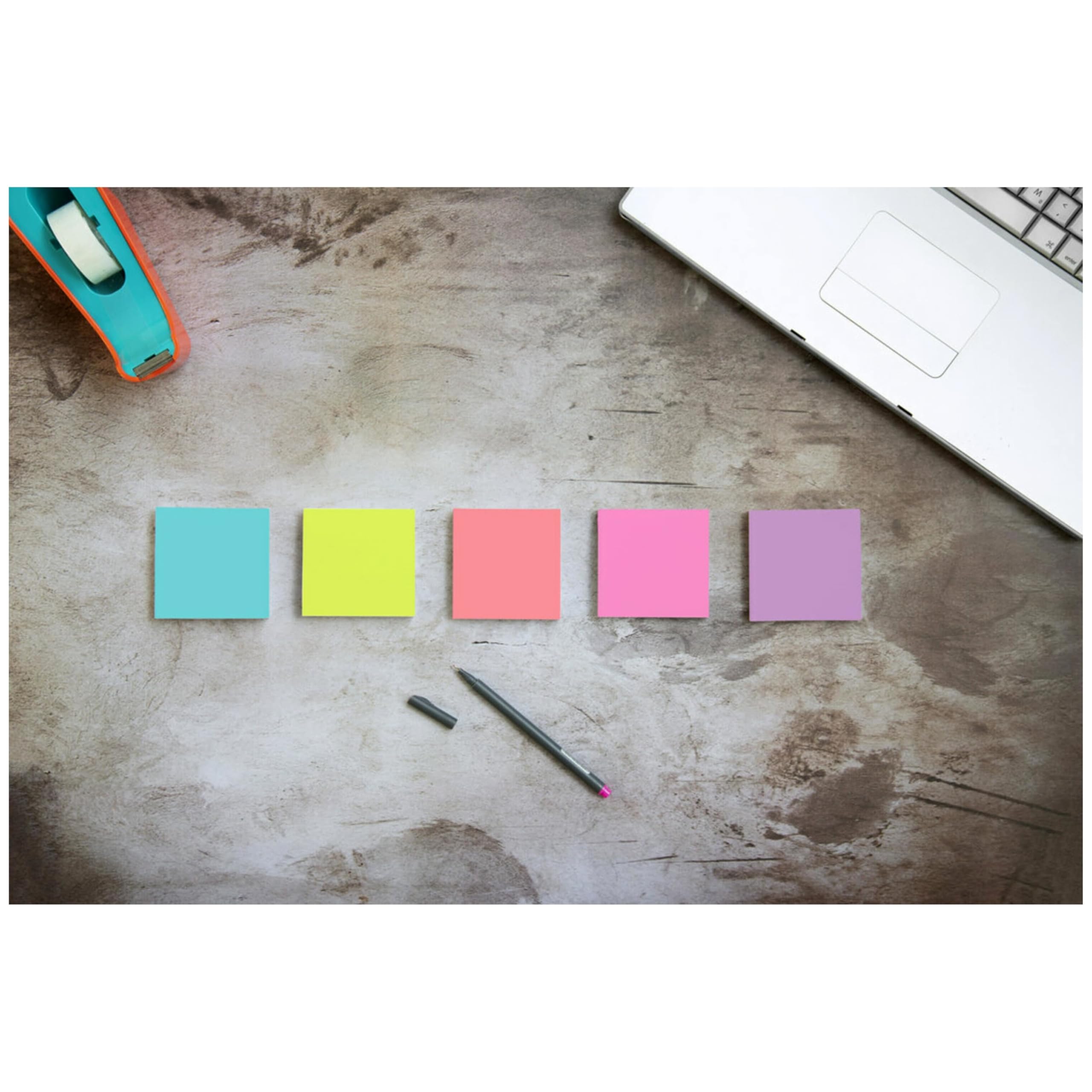 Post-It Super Sticky Notes, 3 in. x 3 in., Miami Collection, 24 Pads/Pack, 90 Sheets/Pad Blu, Verde, Rosa, Giallo 90fogli pouch autoadesiva