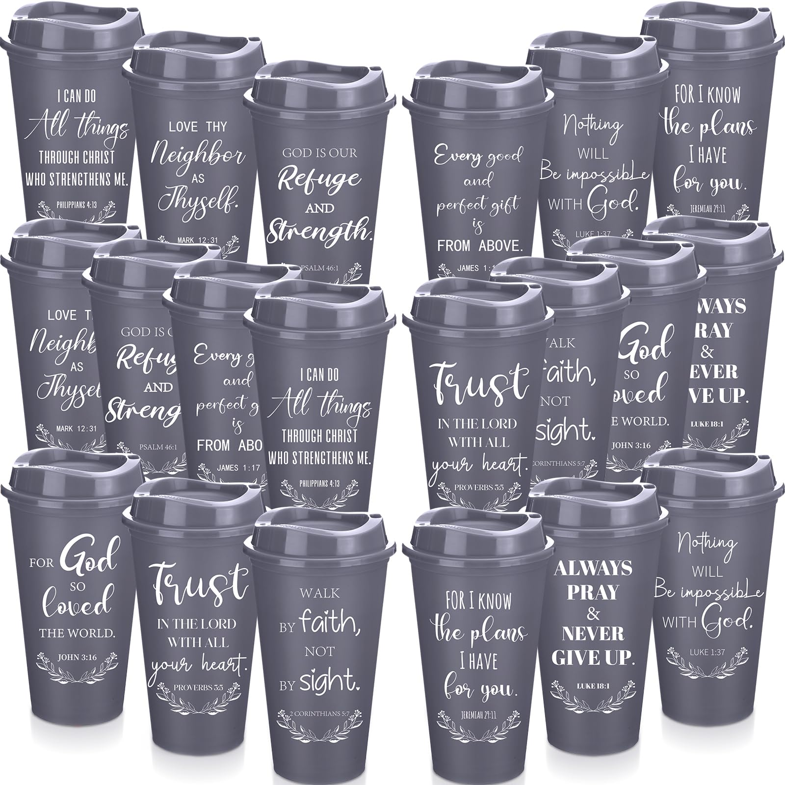 Skylety 20 Pack Christian Gifts Bulk 16oz Bible Verse Tumbler with Lids
