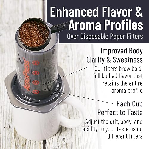 Miniatura 3 de Juego de filtros reutilizables  2 piezas de metal de acero inoxidable  2 filtros de metal de malla para cafetera AeroPress y máquina de café