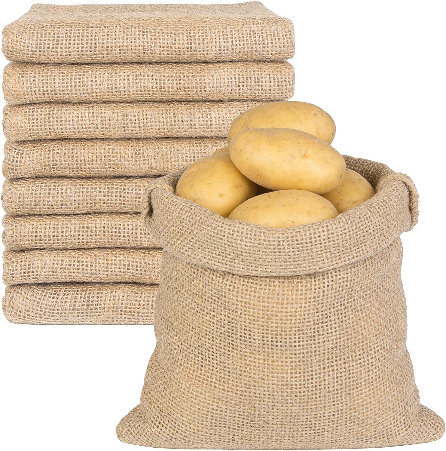 8 Pcs Burlap Bags, 29.53*19.69 inch Natural Jute Burlap Sacks Breathable & Durable Plant Grow Bags with Rope for Vegetable Potato Sacks Race Bags for Gardening Planting Food Storage,Outdoor Games
