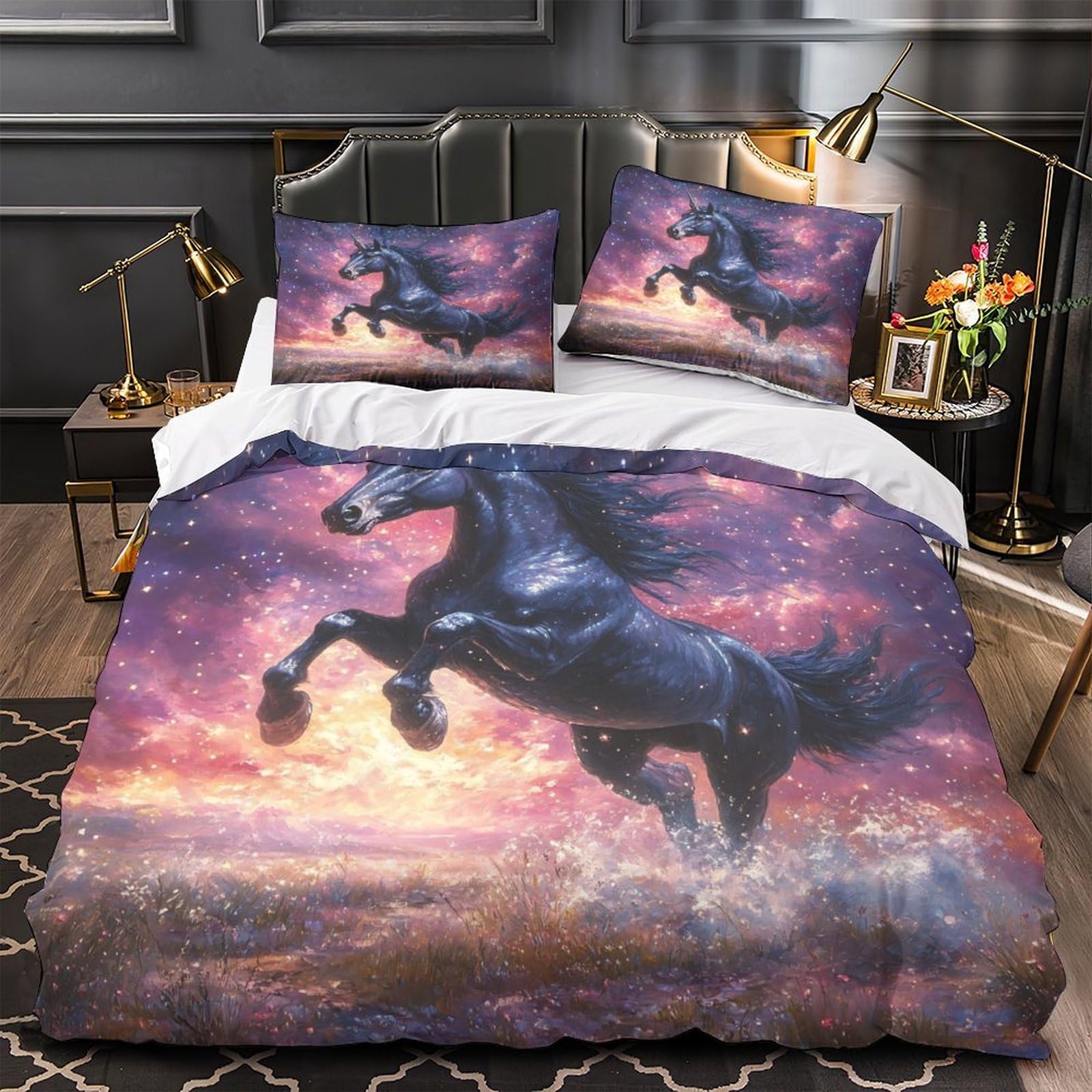 Housse de couette licorne 3D King anti-décoloration : fini le linge de lit qui ternit