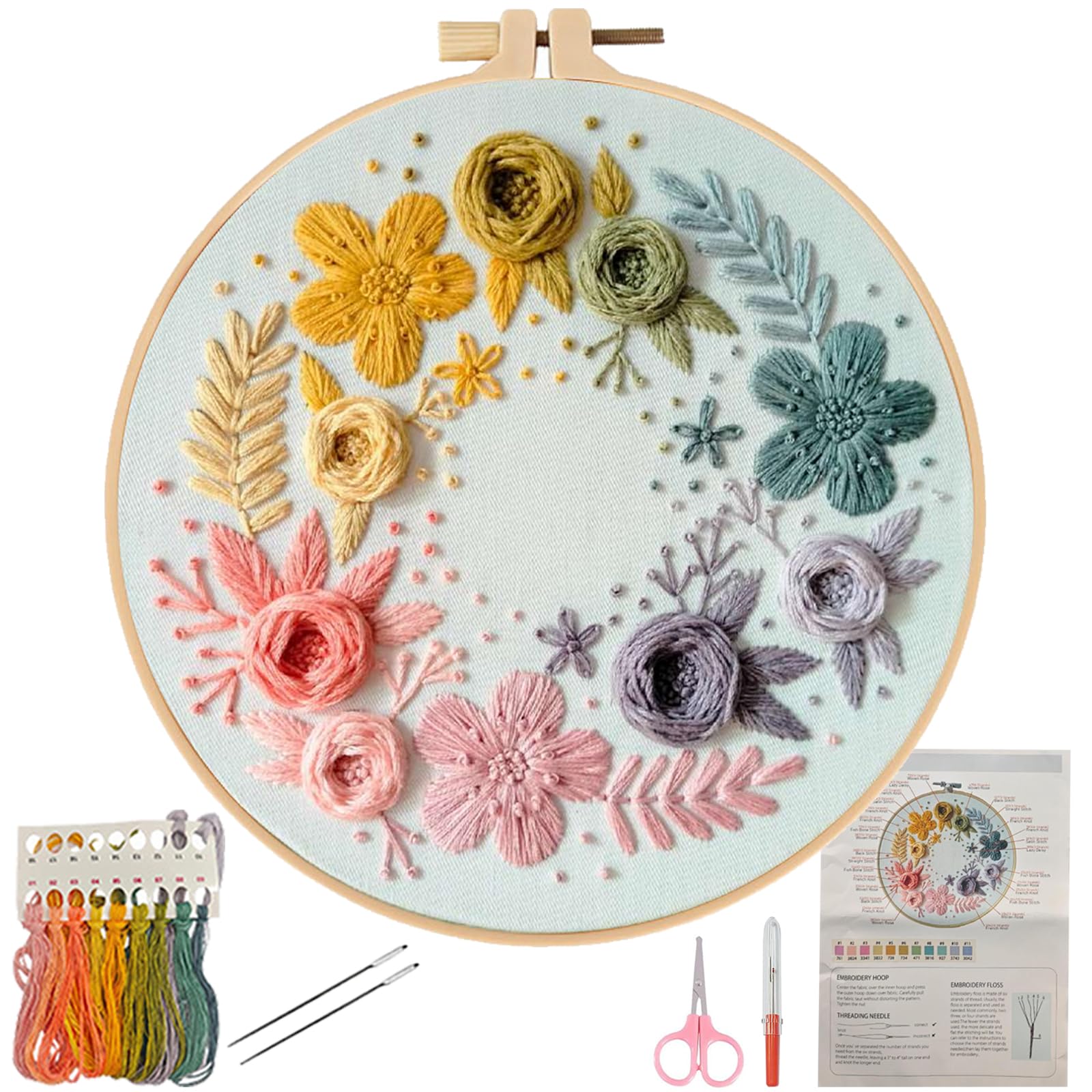 Embroidery Kit for Beginners - Floral Flower Pattern -10 Embroidery Kit for Beginners - Floral Flower Pattern -10