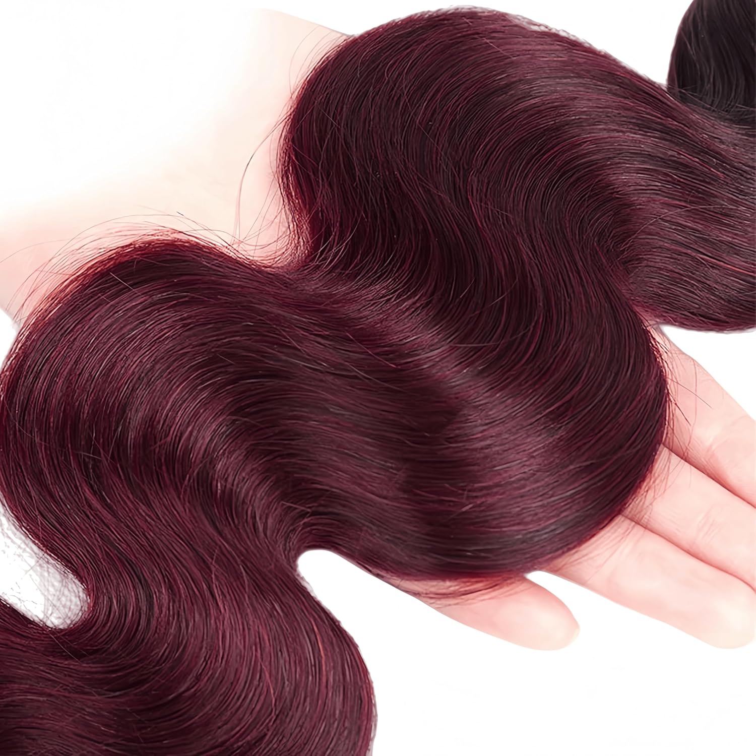 Body Wave Human Hair Bundles Color T1B/99J Ombre Black to Burgundy 18 20 22 Inch Brazilian Virgin Remy Hair Extensions 12A Grade 3 Bundles Bouncy Wavy Weave for Black Women