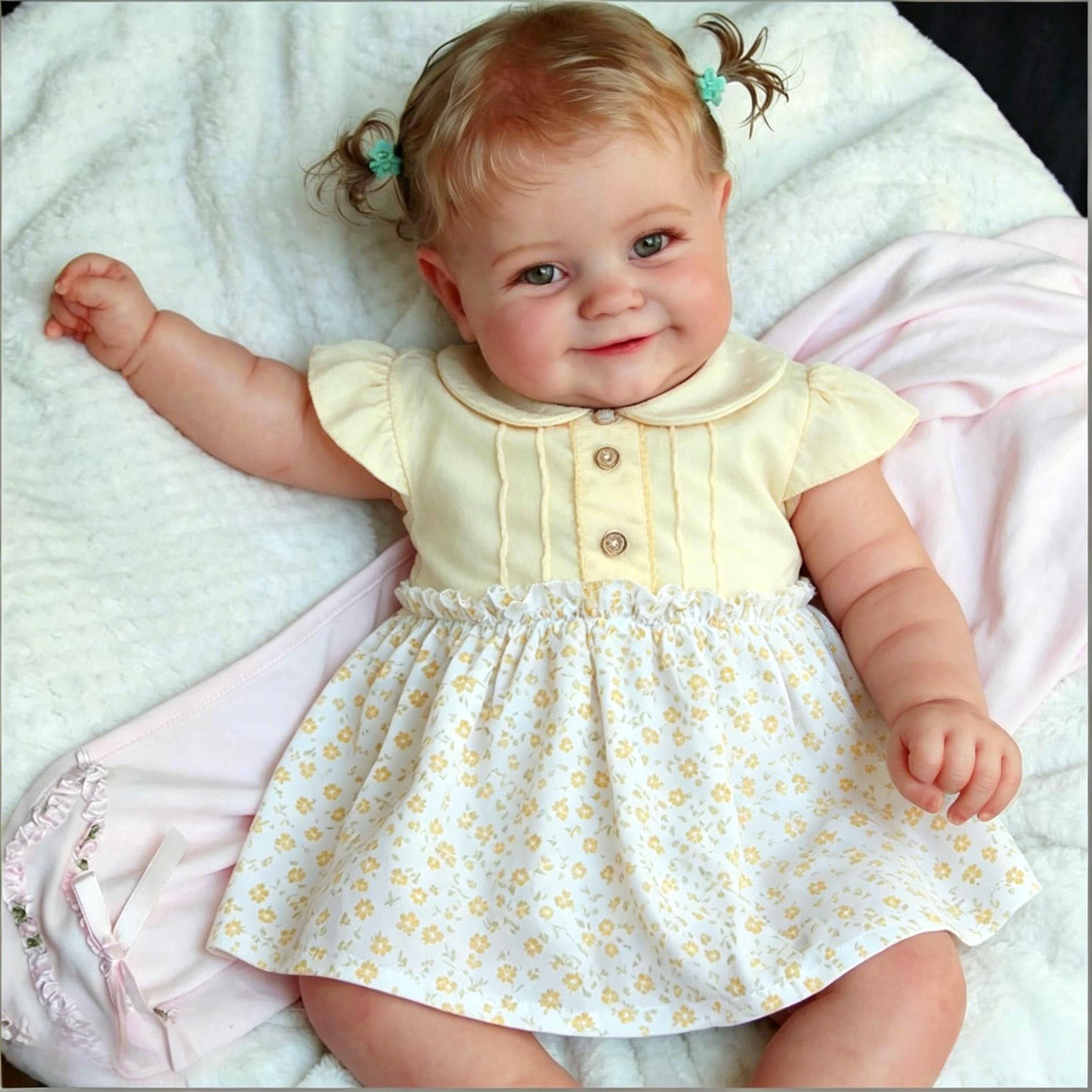 Anano Reborn Baby VollVinlyl Lebensecht, Vinlyl Baby Mädchen-50CM Reborn Puppen Lebensecht Babypuppen Wie Echtes, Waschbar Lebensechte Puppen