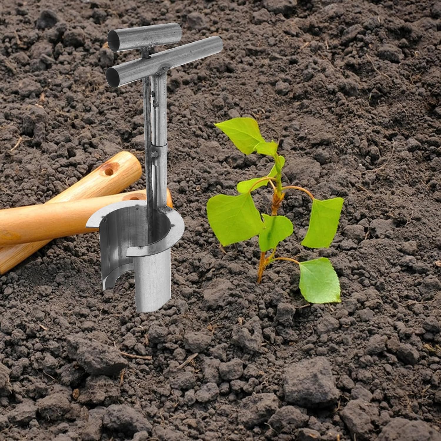 TIDTALEO Handheld Bulb Planter and Planting Hole Punch Tool 30cm Long for Garden Transplanting and Sowing, Portable Digger for Farmers and Lawn Care Enthusiasts