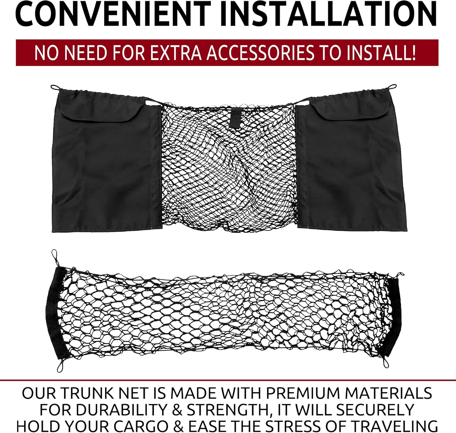 Envelope Style Front & Back Trunk Mesh Cargo Net for Chevrolet Corvette C8 2020-2026 - Car Accessories - Premium Trunk Organizers and Storage - Vehicle Carrier Organizer for Chevrolet Corvette C8