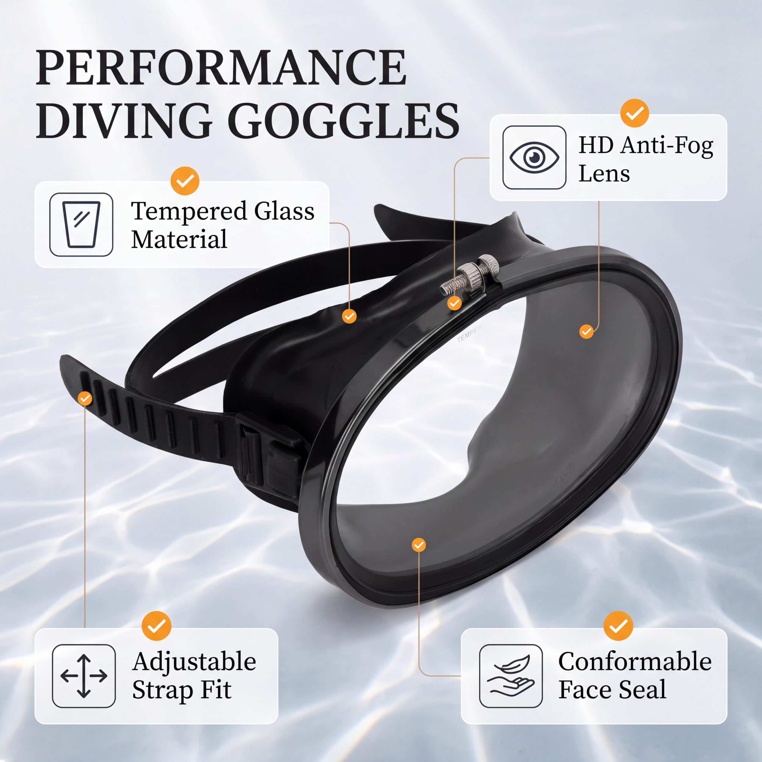 SPYMINNPOO Diving Goggles, HD Tempered Glass PVC Oval Shape Anti Fog Single Lens Goggles for Fisherman Black (L), Large, SPYMINNPOOb2h31k094r-12 : Sports & Outdoors