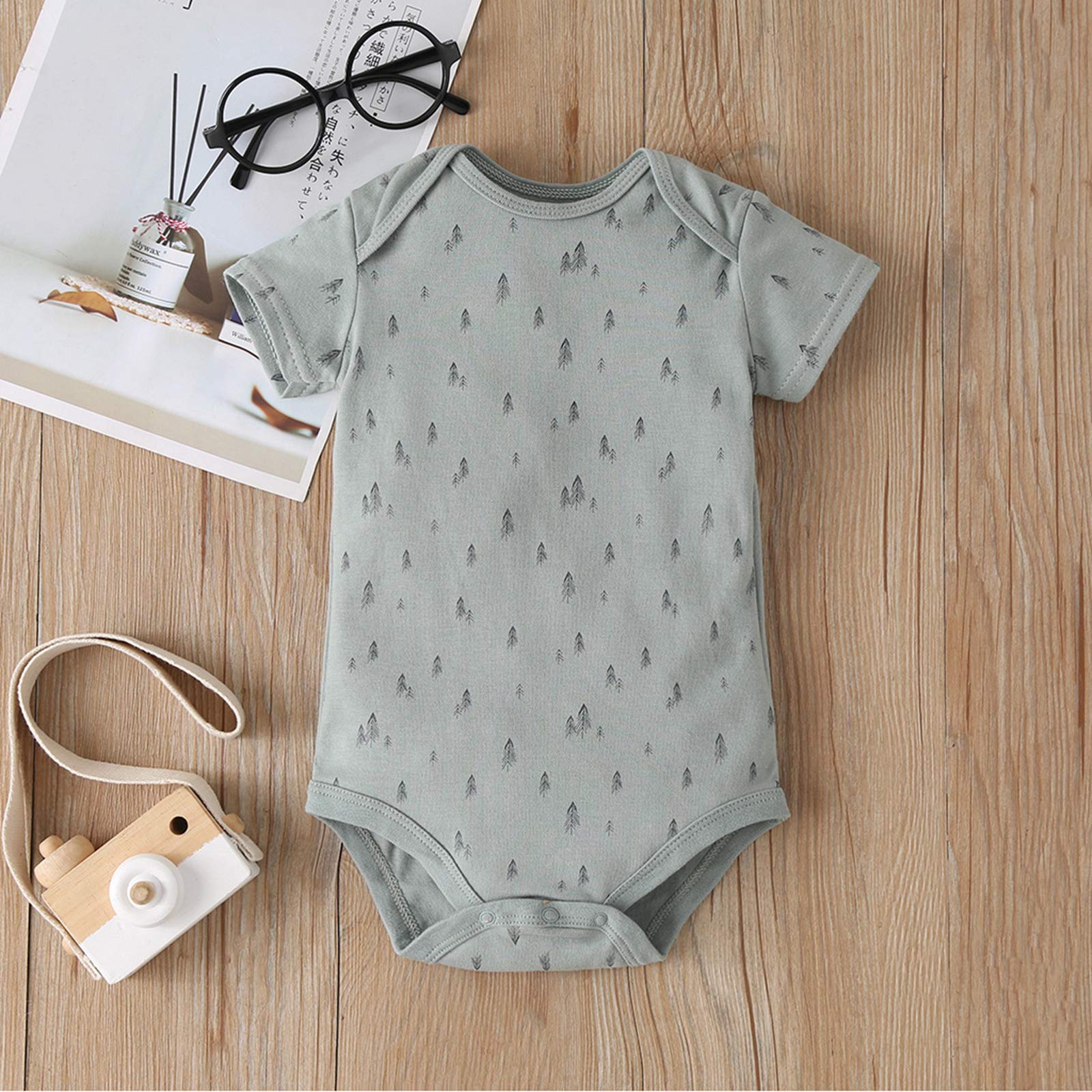 amropi Bébé Body Garçons Lot de 5 Bodies à Manches Courtes Coton D'été Combinaison pour 0-24 Mois