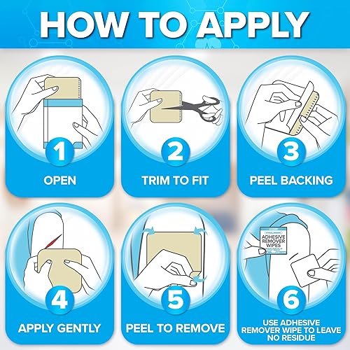 Miniatura 8 de JJ CARE Apósito hidrocoloide de 6 x 6 paquete 5, vendajes hidrocoloides grandes de 0.014 in de grosor sin borde, apósito hidrocoloide fino