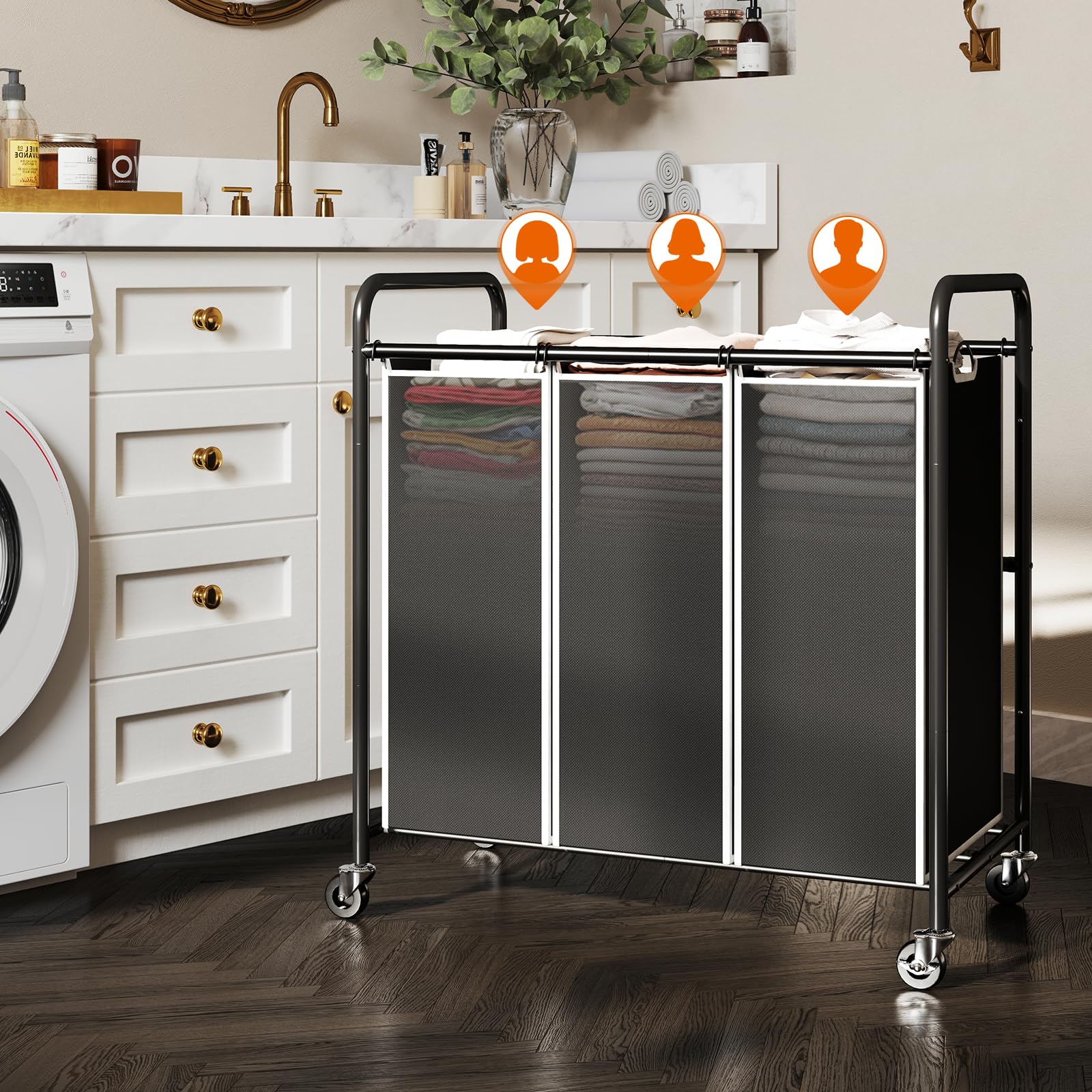 Amazon.com: ROMOON Laundry Sorter Hamper 3 Section, Divided