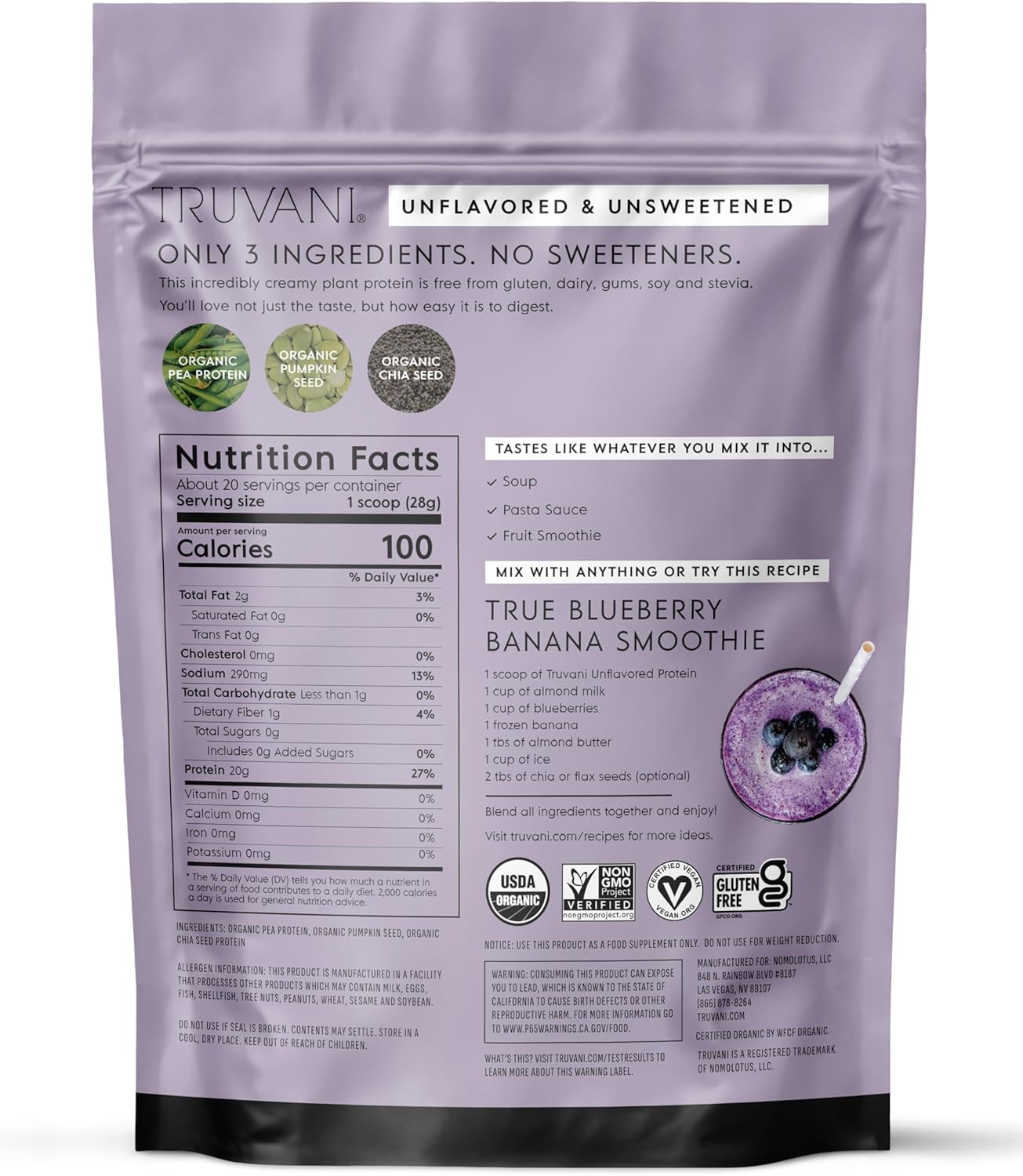 Truvani Pea Protein Powder | Unflavored | 20g Organic Vegan Plant Based Protein | 20 Servings | Keto | Gluten & Dairy Free | Low Carb | No Added Sugar - Image 9