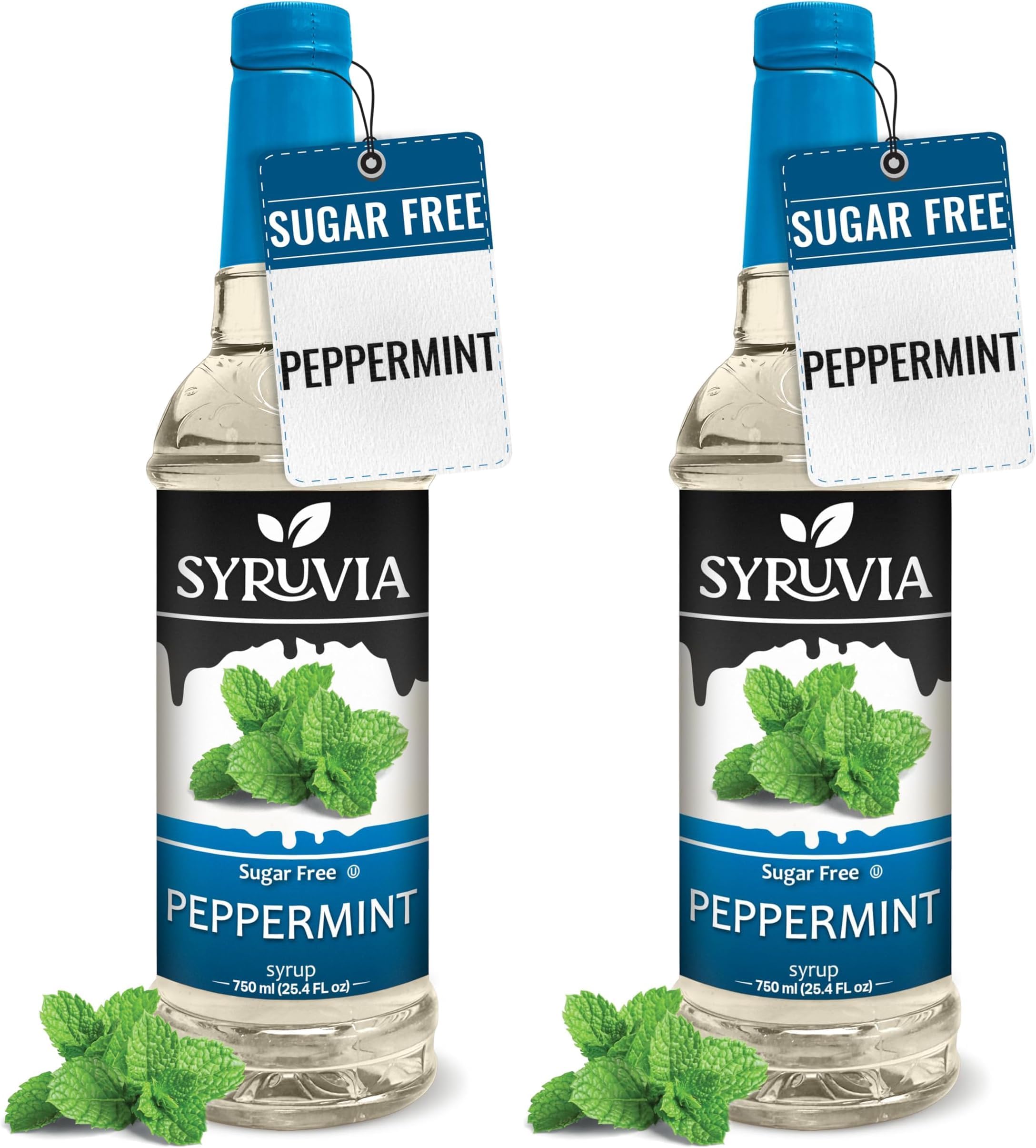 Syruvia Sugar Free Peppermint Syrup for Coffee 25.4 fl oz (Pack of 2)