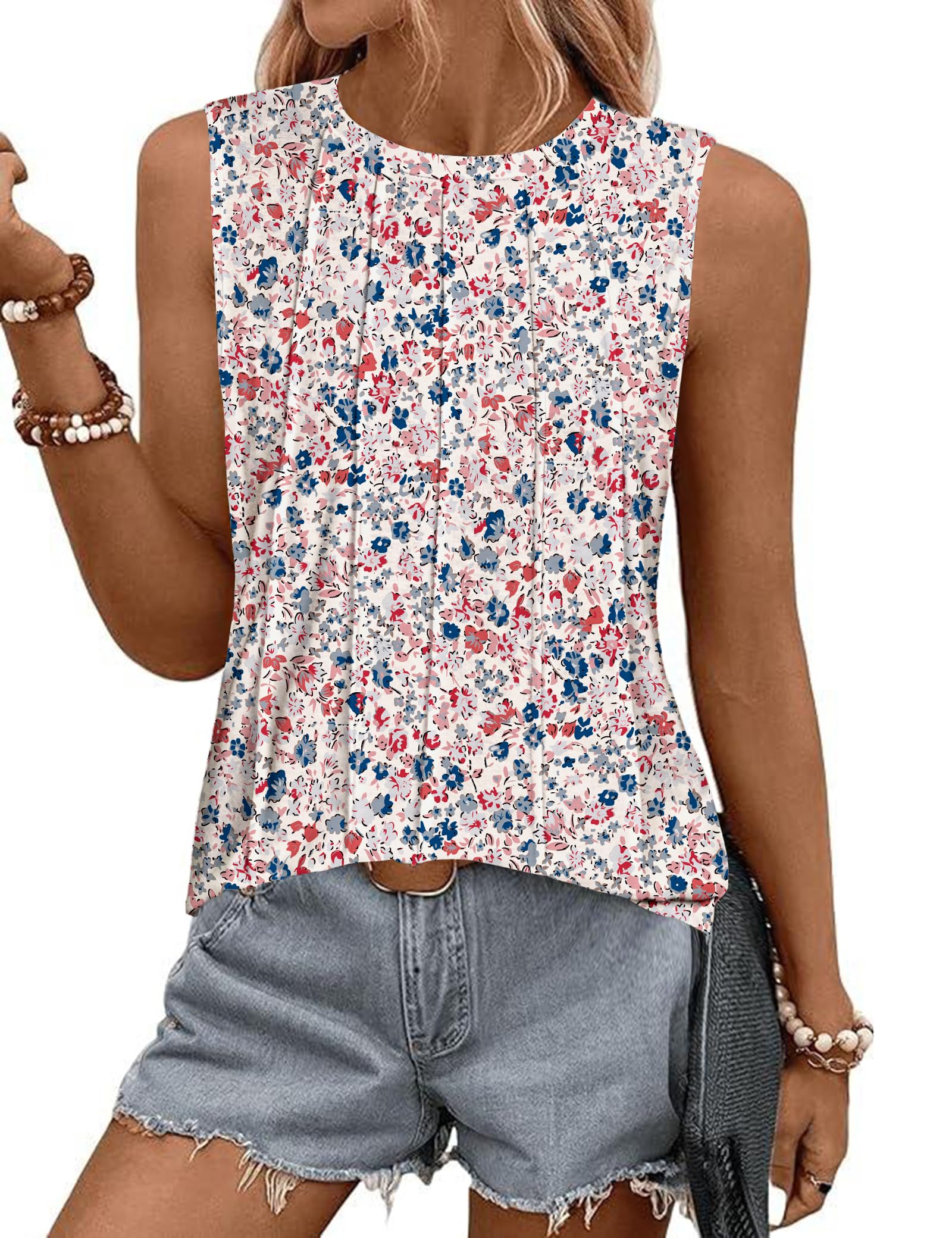 Totatuit Damen Tank Top Sommer Basic Tops Ärmelloses Oberteile Baumwolle Rundhals Tanktop Elegant Stretch Lockere Weste