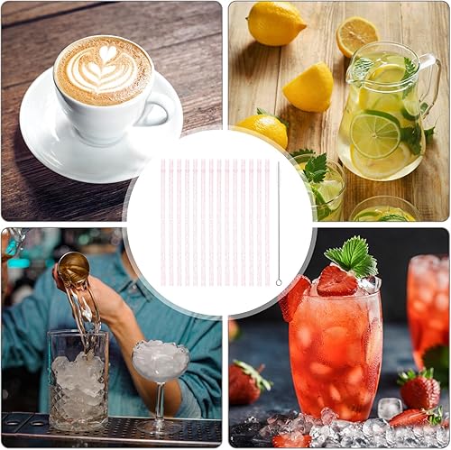 Miniatura 5 de Beaupretty Pajitas de plástico reutilizables con purpurina, 25 popotes de plástico con purpurina y cepillo de limpieza, pajitas elegantes para