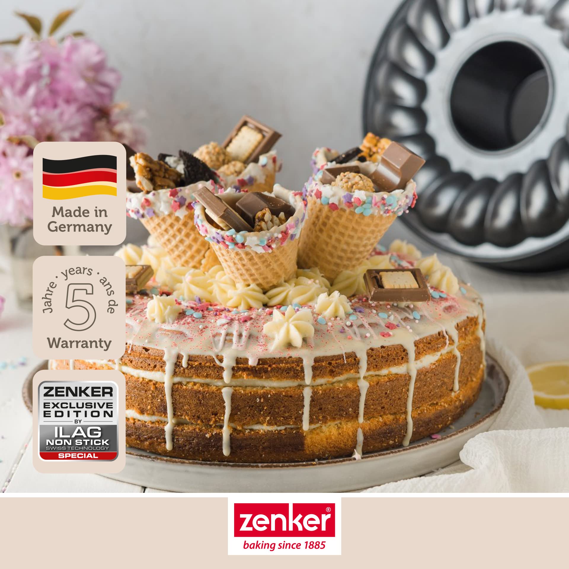 Zenker Set de Repostería, incluye 1 Molde Redondo Desmontable 24 cm, 1 Molde Rectangular 25 cm y 1 Molde Desmontable de 2 Fondos 26 cm…