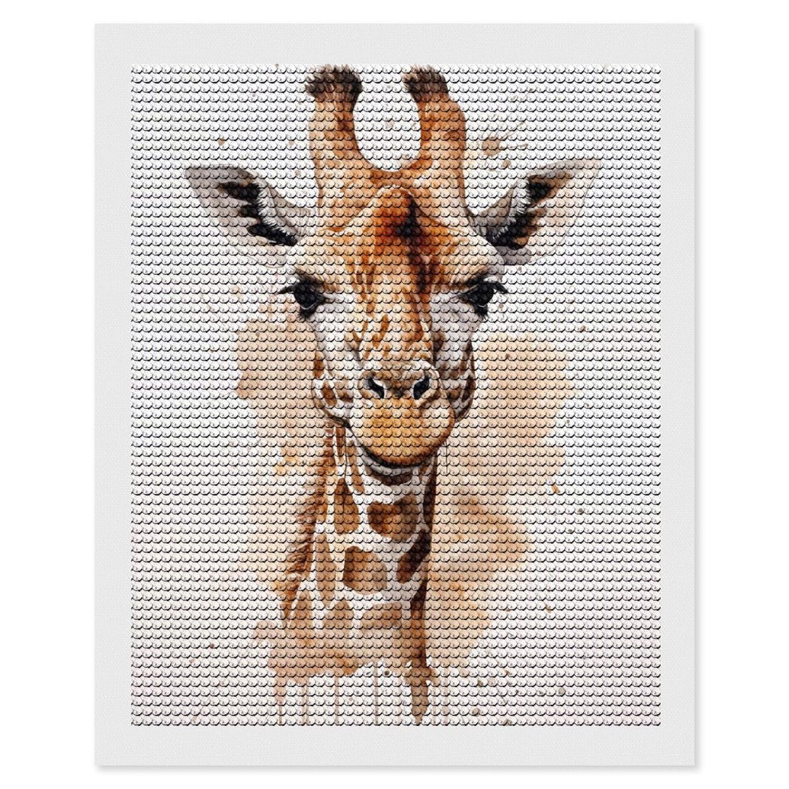 Junmoney Giraffe Watercolor(2) Diamond Art Canvas 16"x20", Easy to Follow Symbols, Finish and Display, Fun Craft Experience, Aesthetic Room Decor