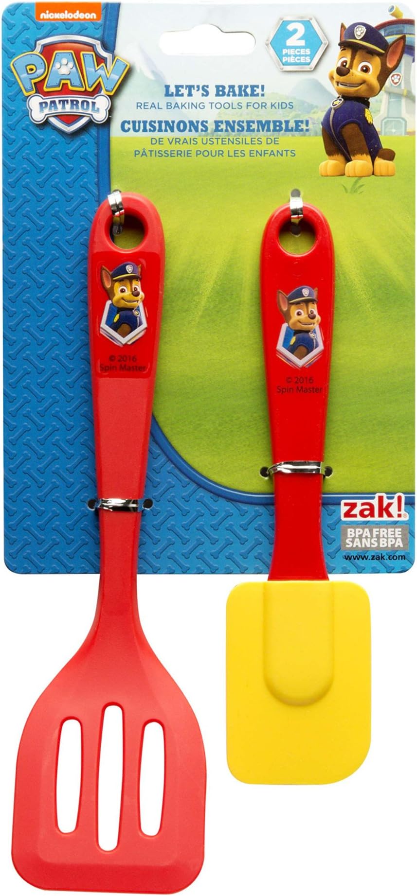 Zak Designs Lets Bake! Turner and Spatula for Cooking with Kids, Paw Patrol Chase