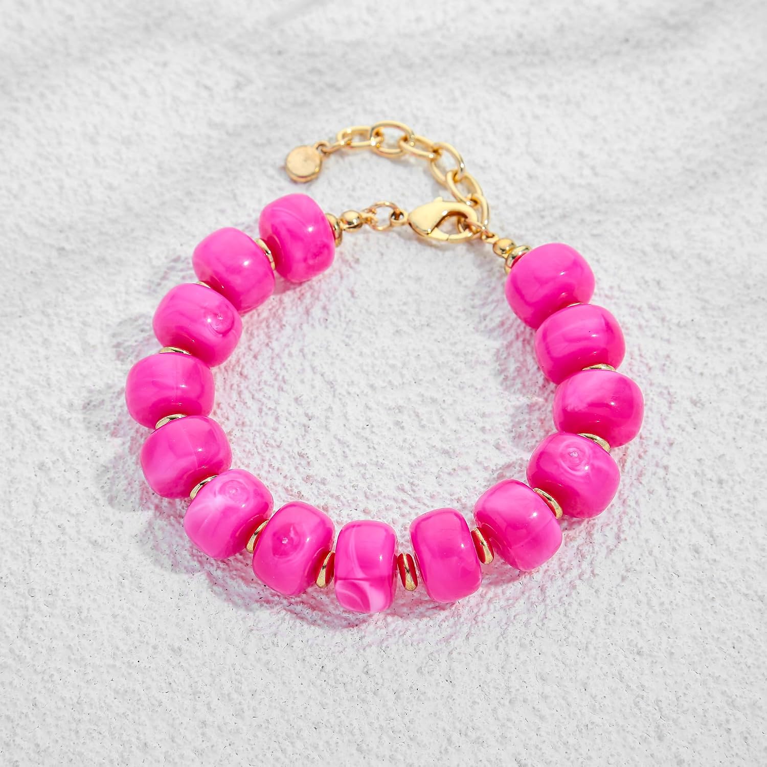 Chunky Beaded Bracelets for Women Boho Multicolor Acrylic Resin Beads Bracelet Adjustable Statement Bracelet Summer Beaded Jewelry