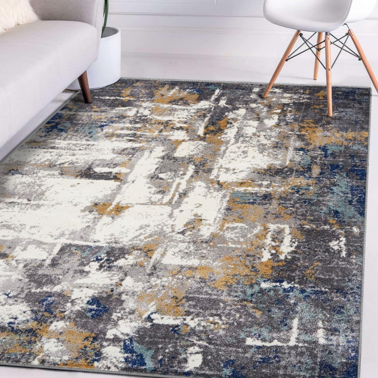LUXE WEAVERS Hampstead Abstract Collection Gray 6x9 Area Rug 49