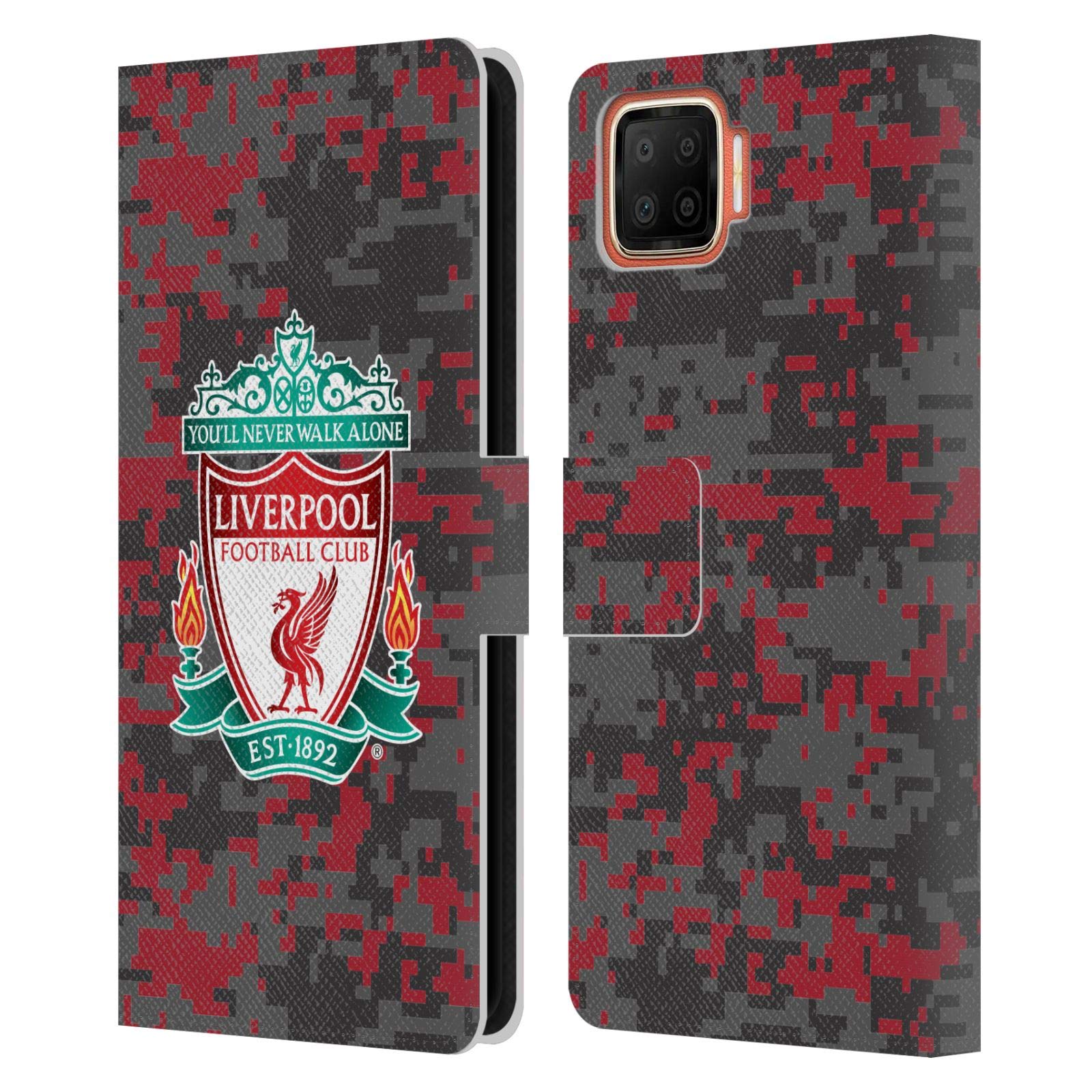 Head Case Designs Officially Licensed Liverpool Football Club Club Colours Crest Digital Camouflage Leather Wallet Case Compatible With Oppo F17