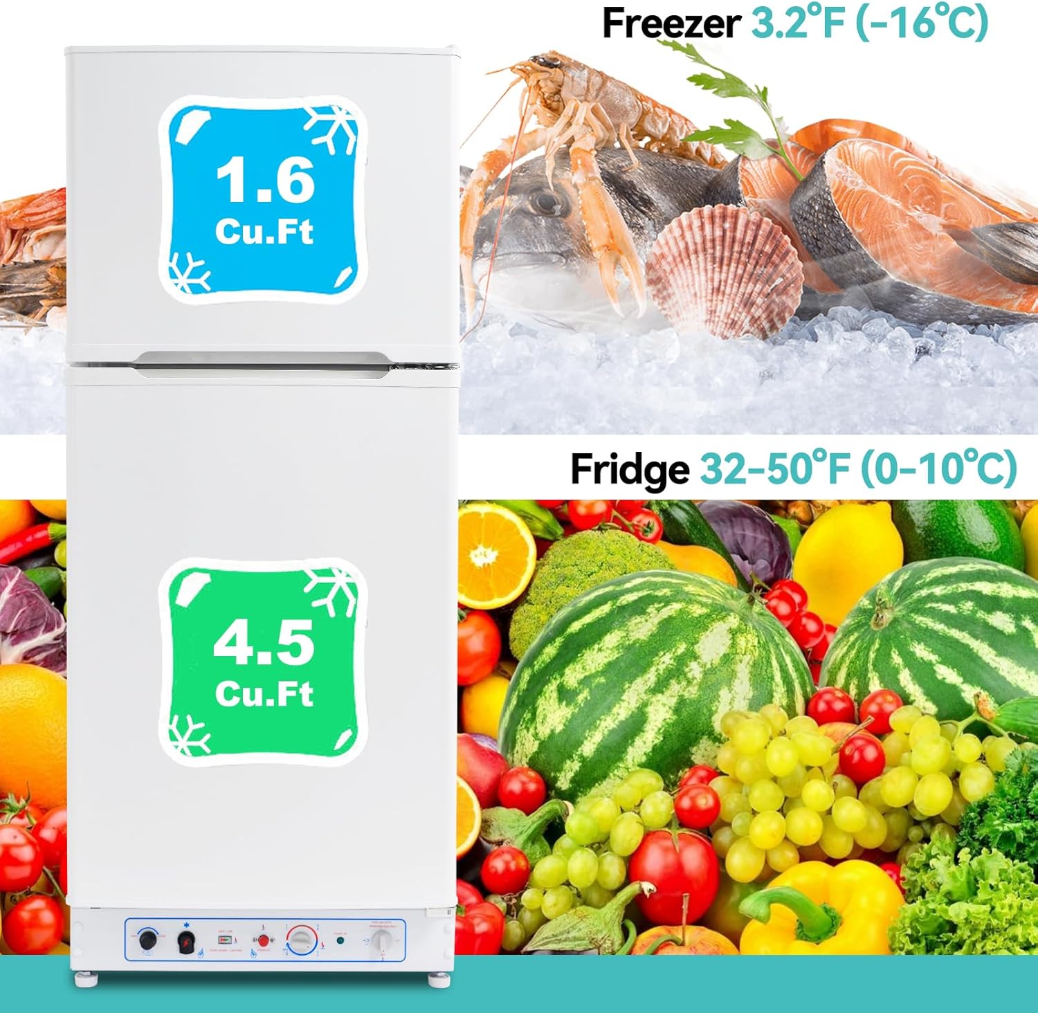 6.1 Cu.Ft. Propane Refrigerator with Freezer, 110V/LPG Gas Fridge, Quiet with Reversible Door, Off Grid Refrigerator for Cabin Camper & Home Use