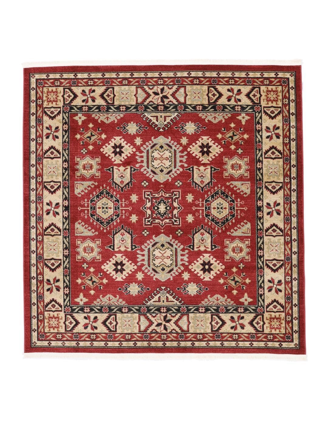 RugVista Shirvan Kazak, Tappeto, Orientali, 200 x cm, Quadrata, Pelo medio, Soggiorno, Sala da pranzo, Camera letto, Lavabile solo a secco, oeko_tex_100, Rosso/Beige