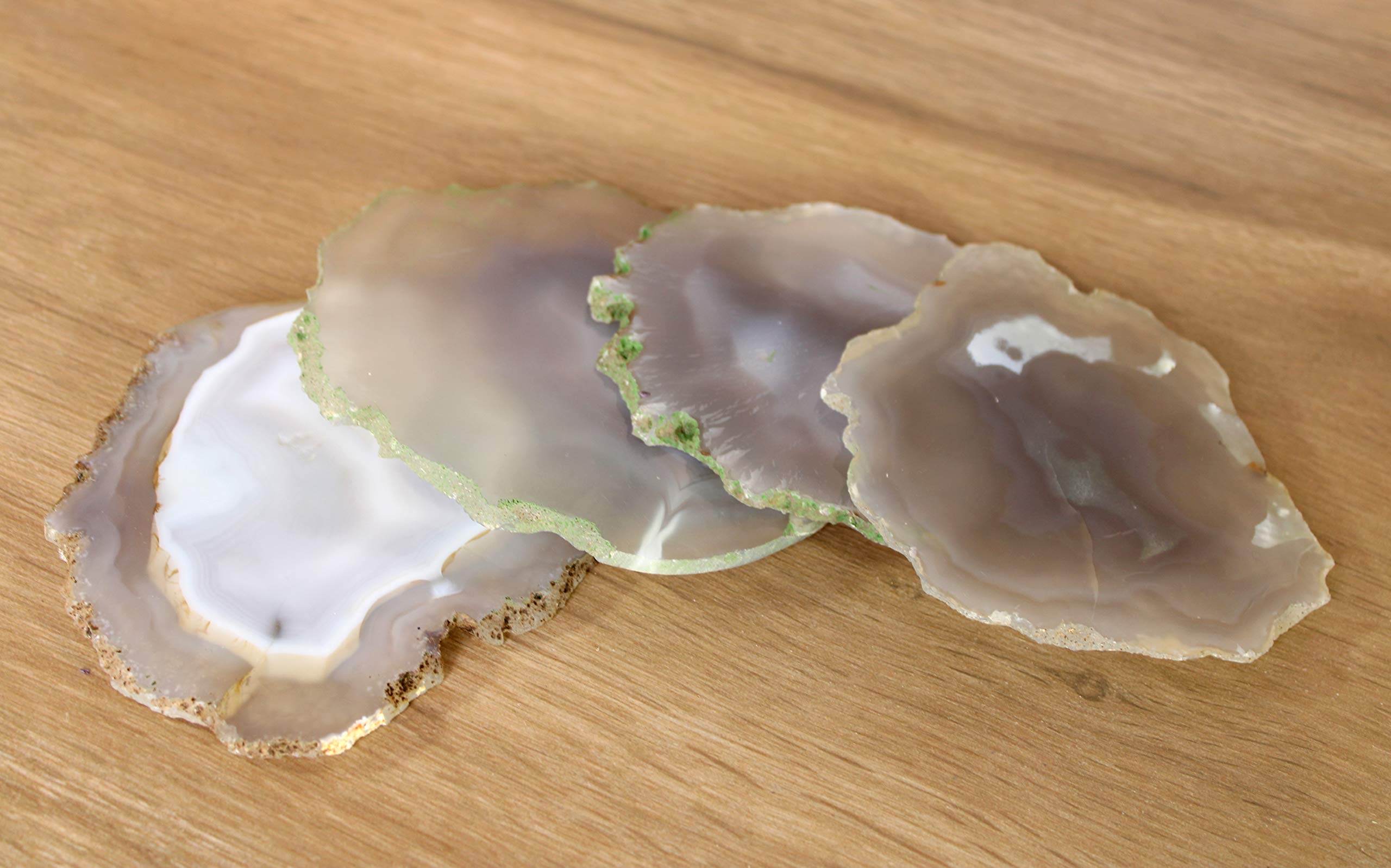 eSplanade Naturalny agat podstawki bar piwo kawa herbata podkładka - zestaw 4 podstawek - idealne akcesoria stołowe zastawa stołowa (naturalny szary)