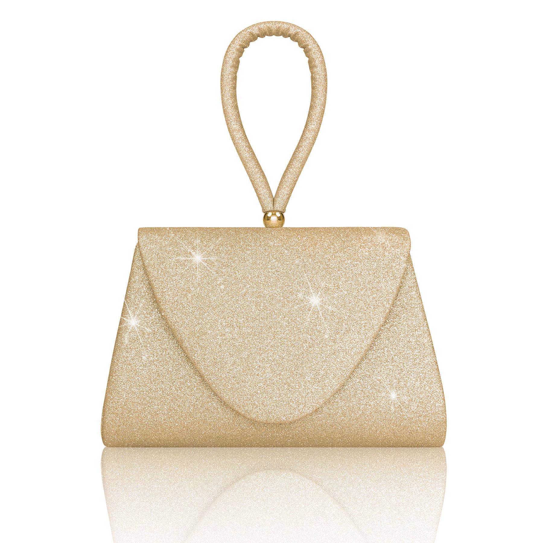 Larcenciel Women's Evening Handbags, Glitter Sequin Evening Purse w/Chain, Ladies Top-Handle Clutch Party Bag,7.9x5.3x1.6in