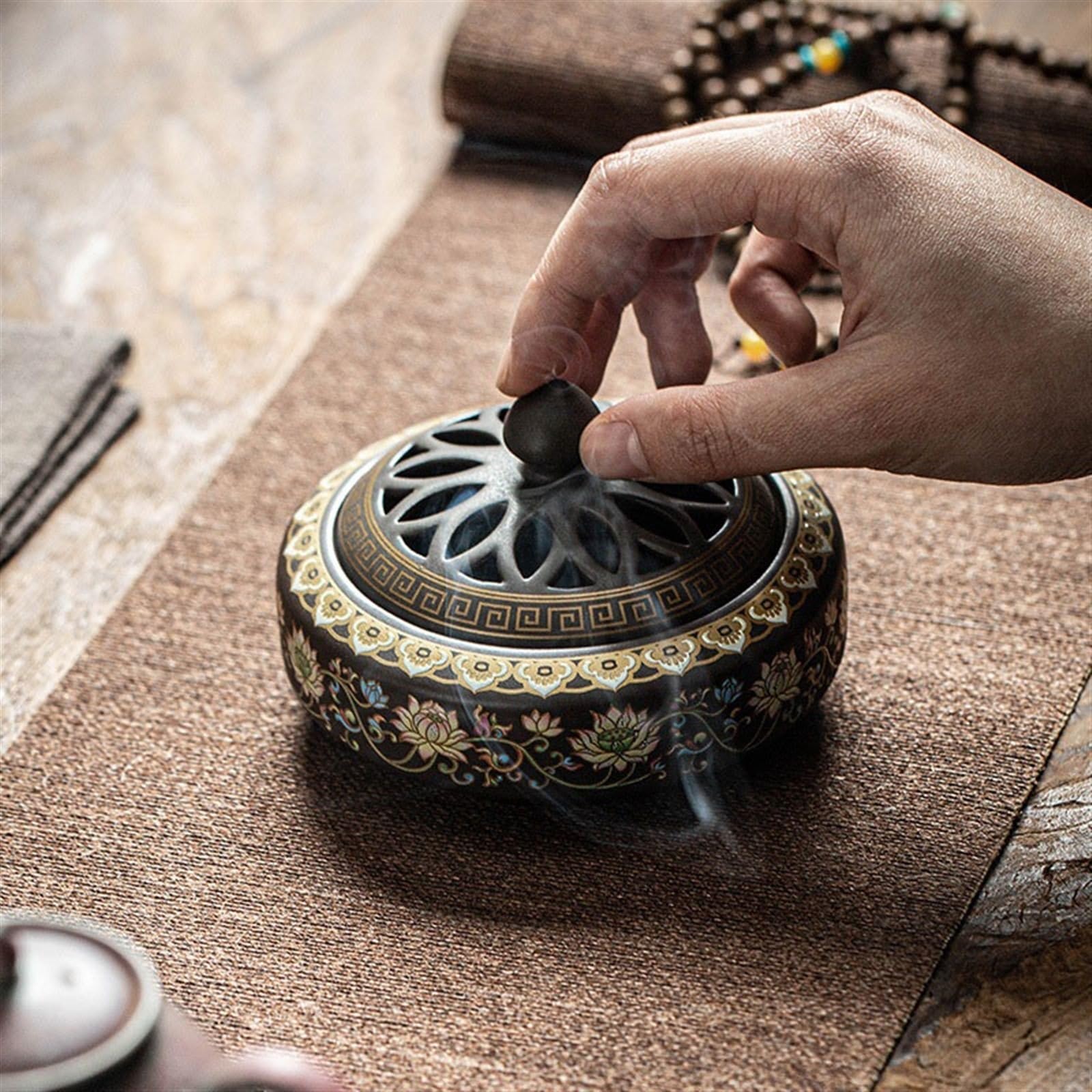 Amazon.com: LUNIZ Incense Burner Hand-Painted Enamel Ceramic