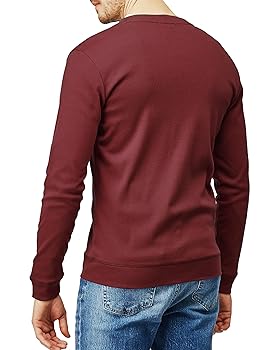 H2H Mens Casual Slim Fit Basic Long Sleeve V-Neck Button