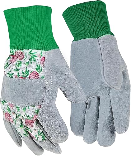 Leather Gardening Gloves for Weeding Working Women, Strong Grip Thorn Proof Gloves Non-Slip