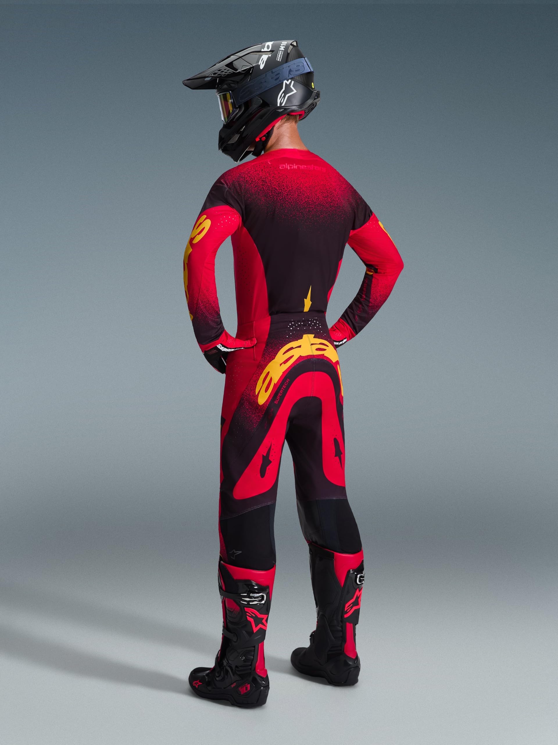 Alpinestars Supertech Scenz Maglia da motocross, nero rosso giallo, XL