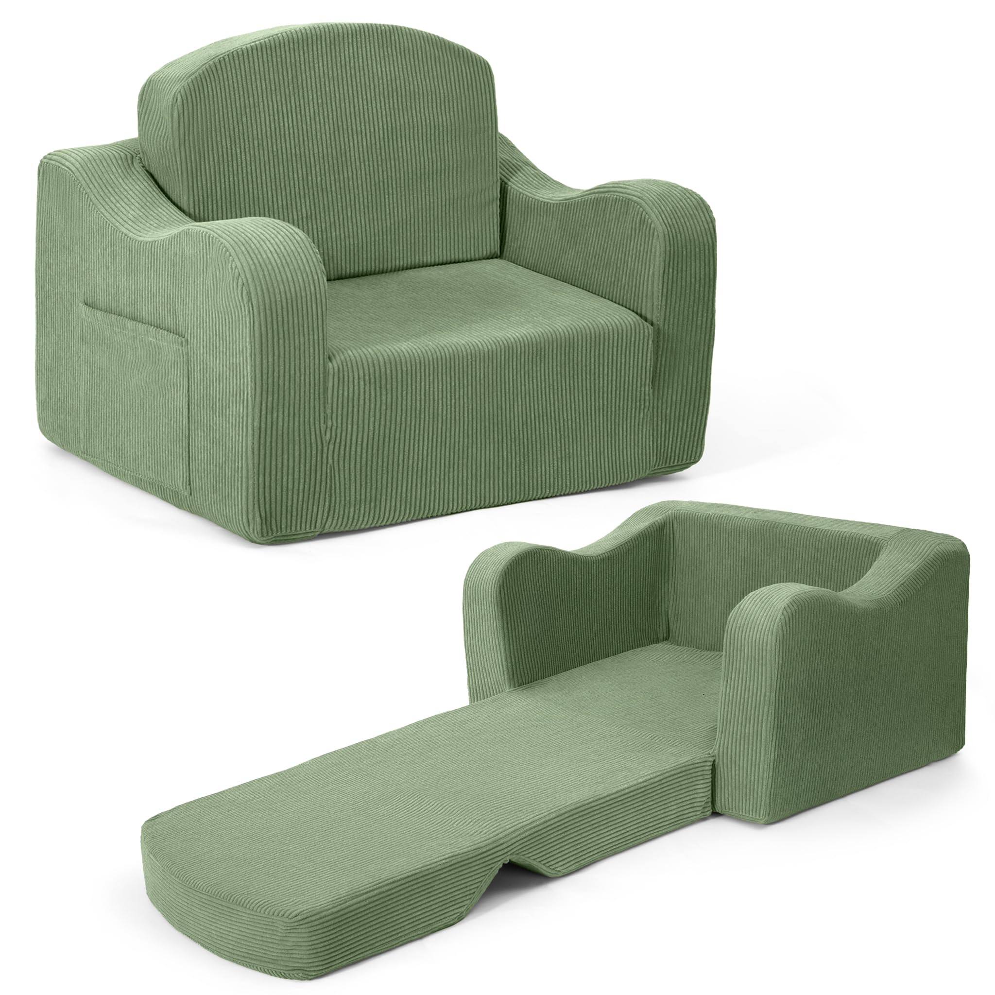 Comfy Toddler Chair for Kids 2-in-1 Toddler Soft Plush Couch Fold Out Convertible Kids Couch to Lounger Baby