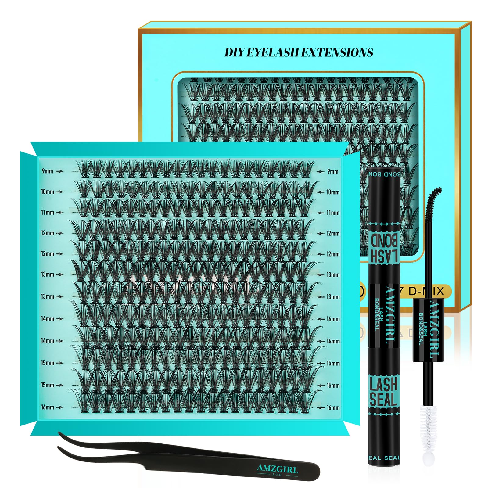 Lash Clusters Kit 240PCS Eyelash Extension Kit D Curl Wispy Clusters Lash DIY Lashes Extensions Kits Natural Individual Lashes Set with Bond and Seal Eyelash Tweezer(30D)