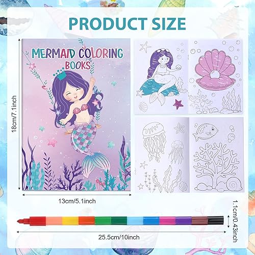 Miniatura 2 de Funrous 24 libros de animales de sirena con 24 crayones apilables para niños, recuerdos de fiesta, libros de actividades de vacaciones, crayones de