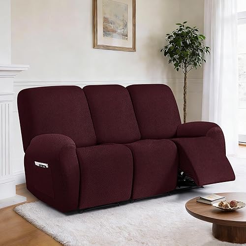 Miniatura 91 de Fundas para sillas reclinables con aspecto de cuero, funda elástica de 4 piezas, funda suave para silla reclinable, protector de muebles lavable