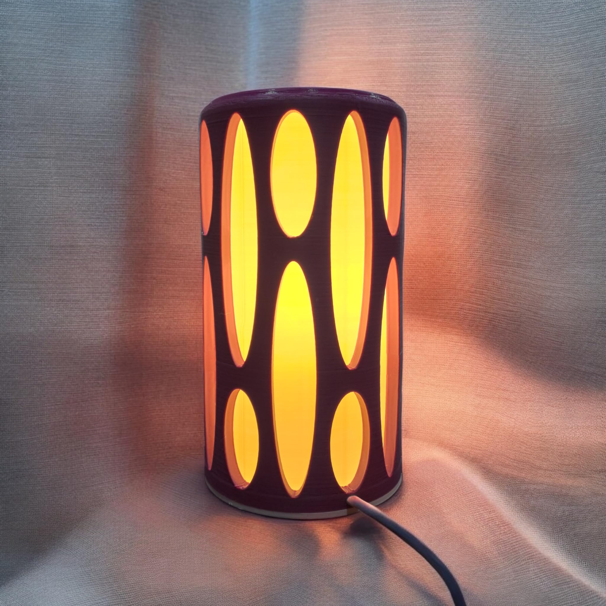 Aura 3D Modern Elegant Oval Table Lamp Classic Bedside Desk lamp Shades for Living Room Farmhouse Office Design Premium Indoor Decorative eco Friendly 3D Night Light with LED Light