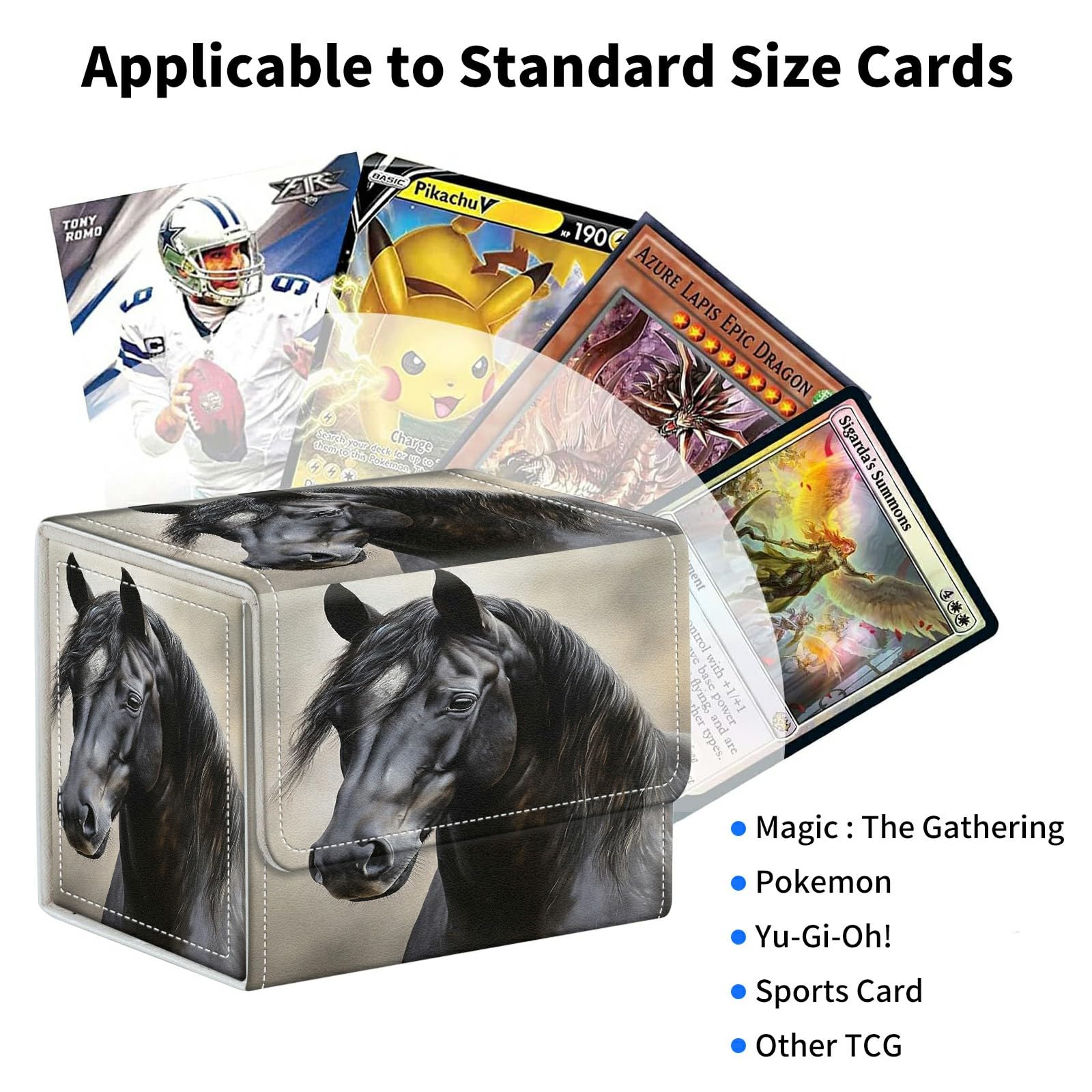 Amazon.com: HEAKIERG Black Horse Card Deck Box Organizer, 100+