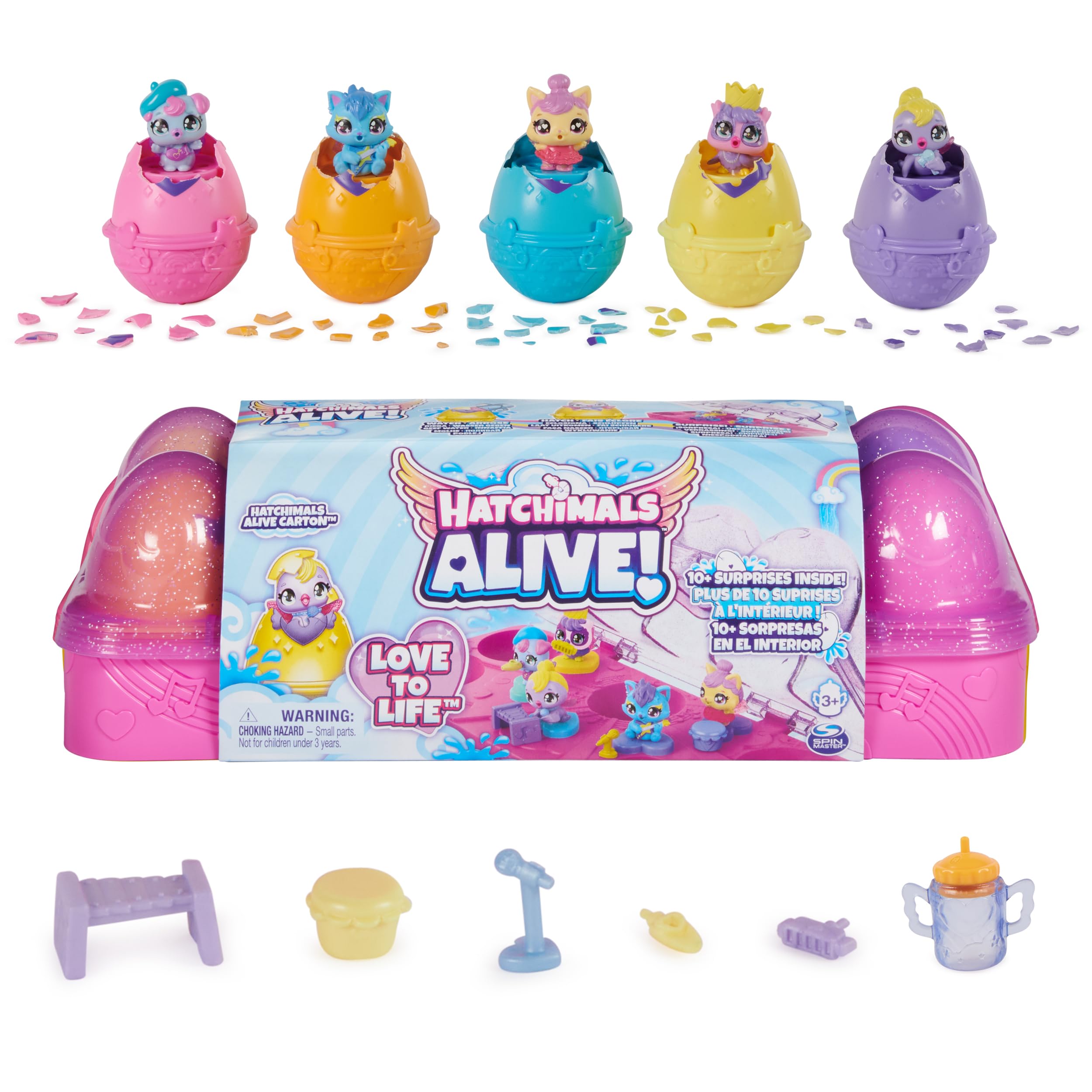 Toys Uncle Hatchimal surprise (Egg Carton Toy with 5 Mini Figures in Self-Hatching Eggs, 11 Accessories)