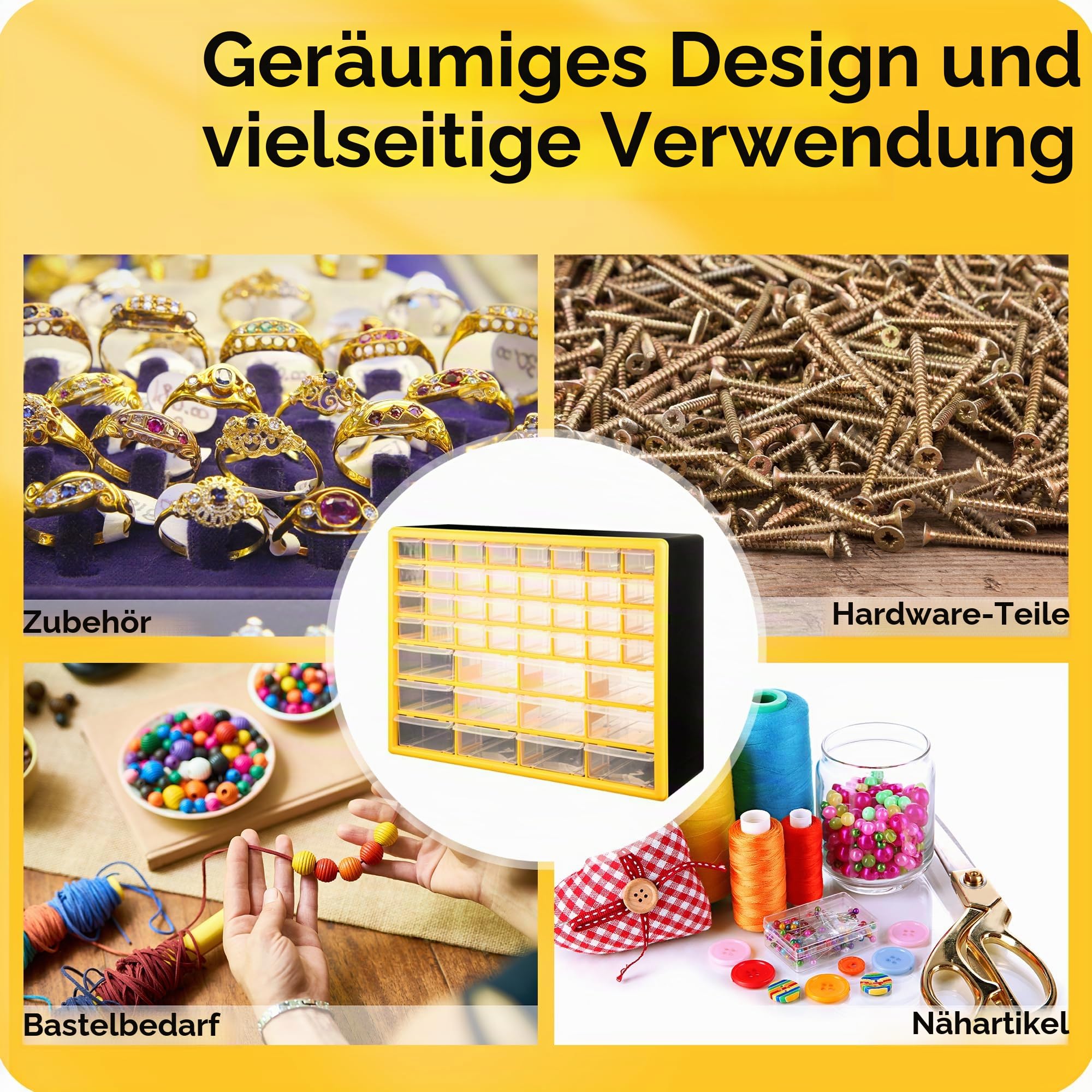 CraftGenes 44 Schubladen Schraubenaufbewahrung Organizer Schrank, Wandmontage Kleinteile Lagerung mit verstellbaren Trennwänden, Kunststoff Werkzeug Schubladeneinheit für Garage, Werkstatt & Handwerk