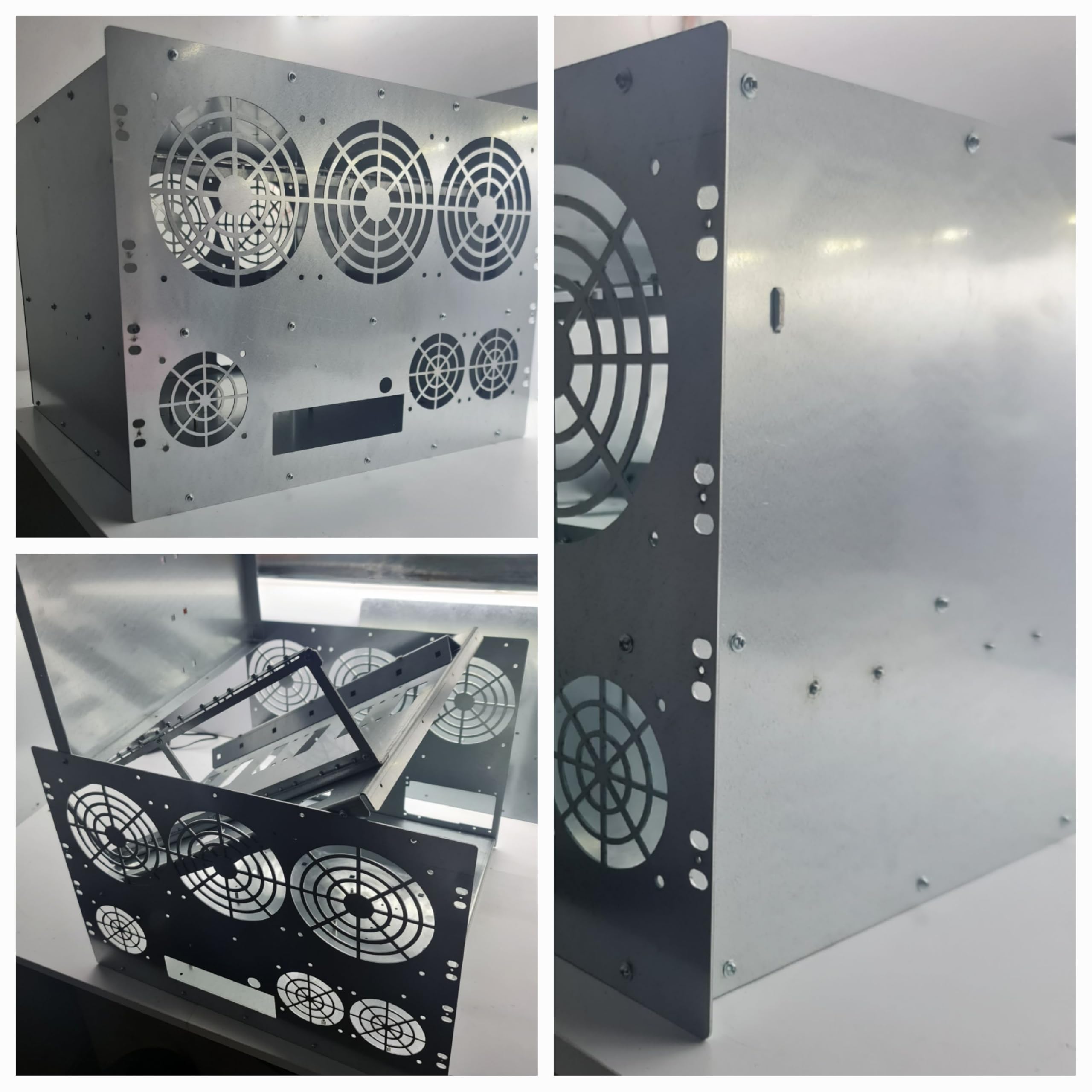 Rack 19 pollici CASE per crypto, AI, laboratorio di casa. Dimensioni 8U, ATX 2 x PSU, 6 x GPU, 6 x FAN 140 x 140
