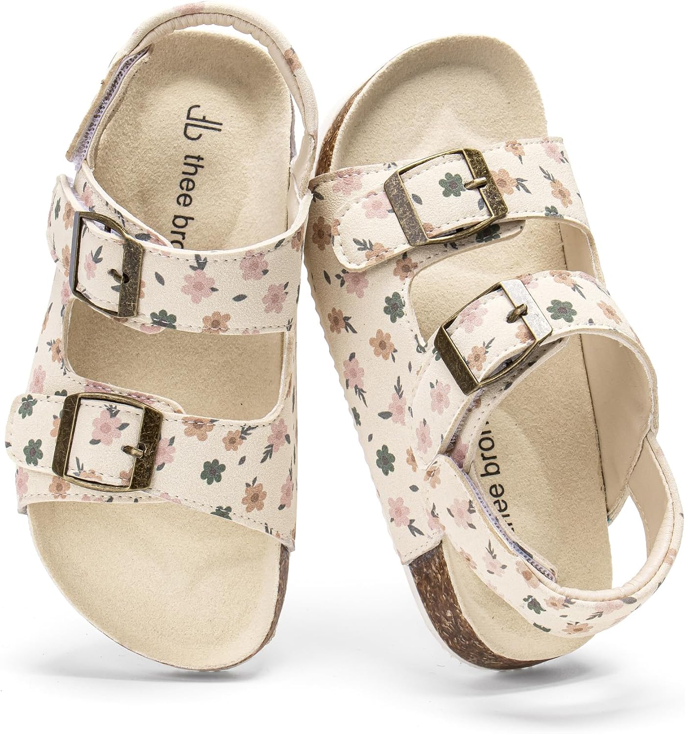 Boys Girls Cork Footbed Sandals Comfy Slides with Adjustable Straps for Indoor Outdoor