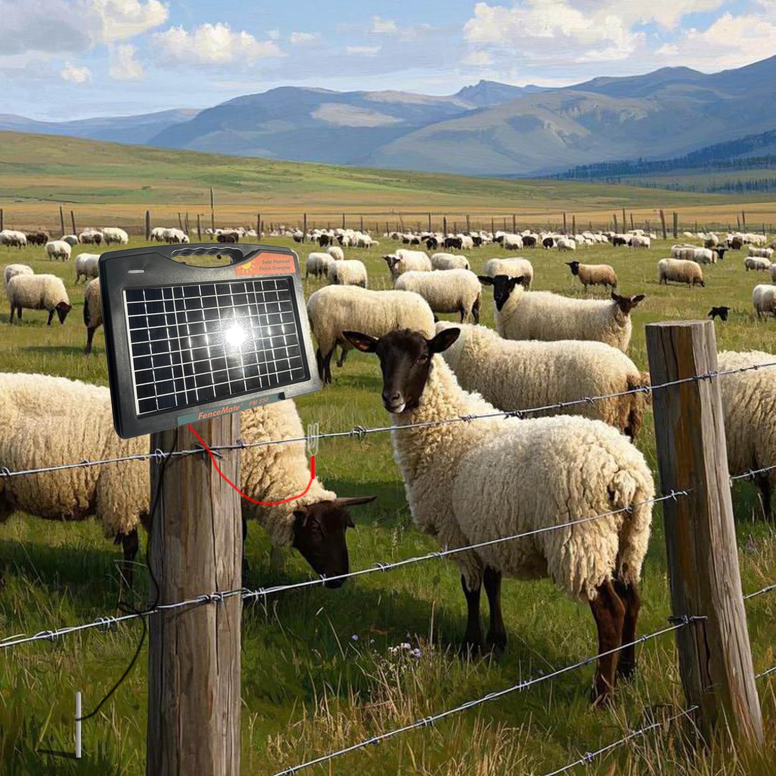 Solar Weidezaungerät 12v mit batterie, niedriger Impedanz 0,65J bis zu 50 km zum Schutz von Vieh, Geflügel oder Hobbyzucht, mobiles Electrozaungerät zum Fernhalten von lästigen oder wilden Tieren