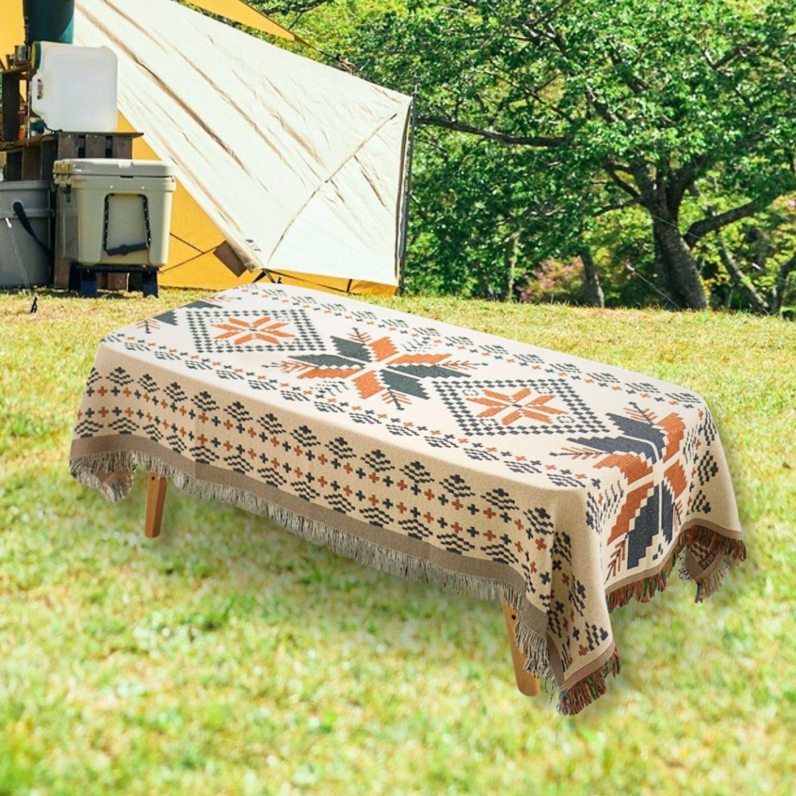 Amazon.co.jp: コット用ラグ キャンプ ラグマット オルテカ柄 キリム