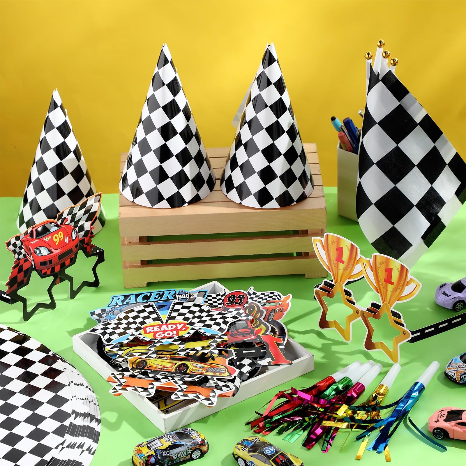 32 Pcs Race Car Party Glasses - Racing Theme Paper Eyeglasses For Birthday Decorations