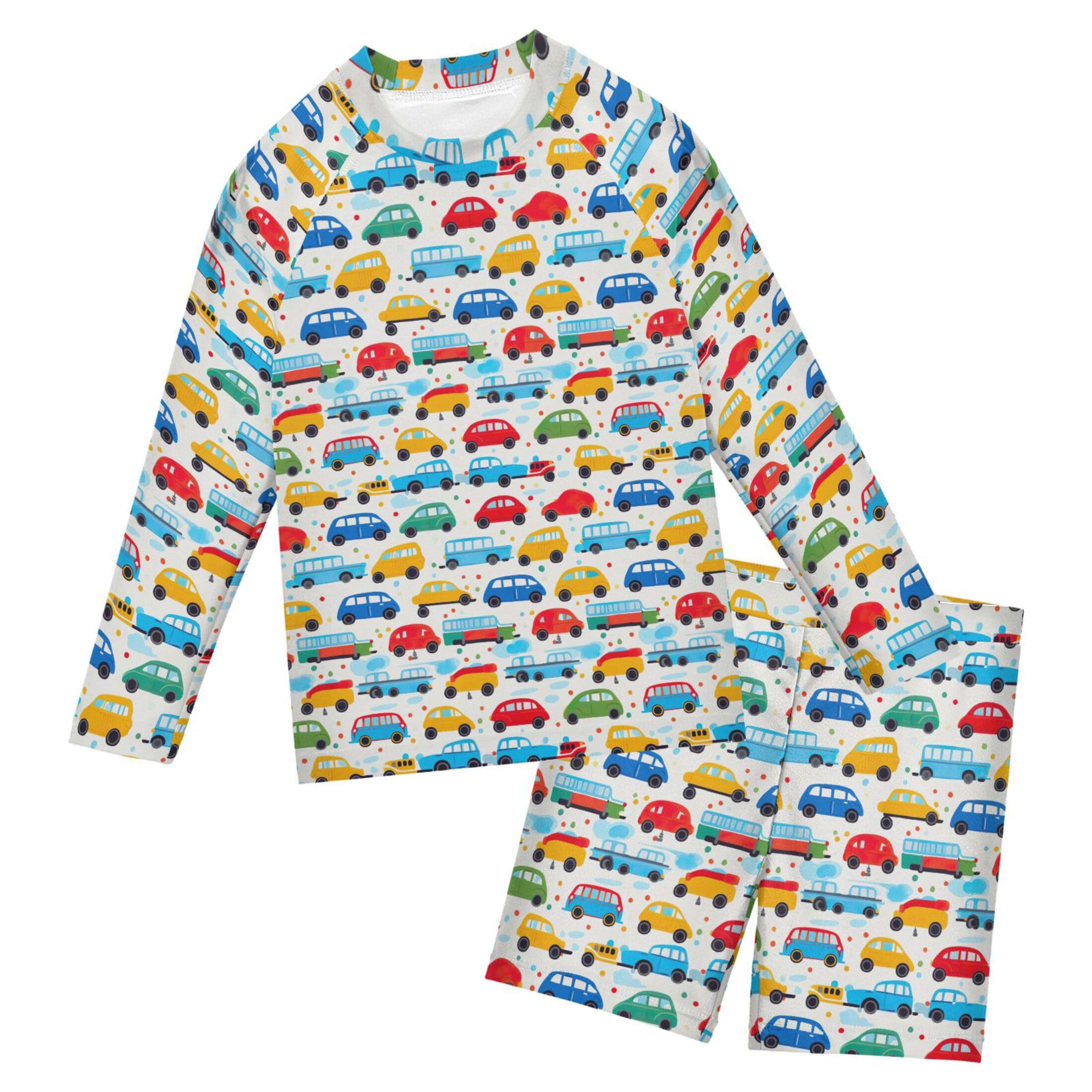 Car Toy Cute Baby Boys' Toddler Long Sleeved Rashguard Swim Bathing Suit Set B0402714