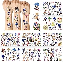 Tattoo for Children, 8 Sheets Hedgehog Temporary Children's Tattoos Stickers, 180+ Styles Sticker Set for Girls Boys, Birthday Gifts, Children's Birthday Party Bags, Festival Party Decoration