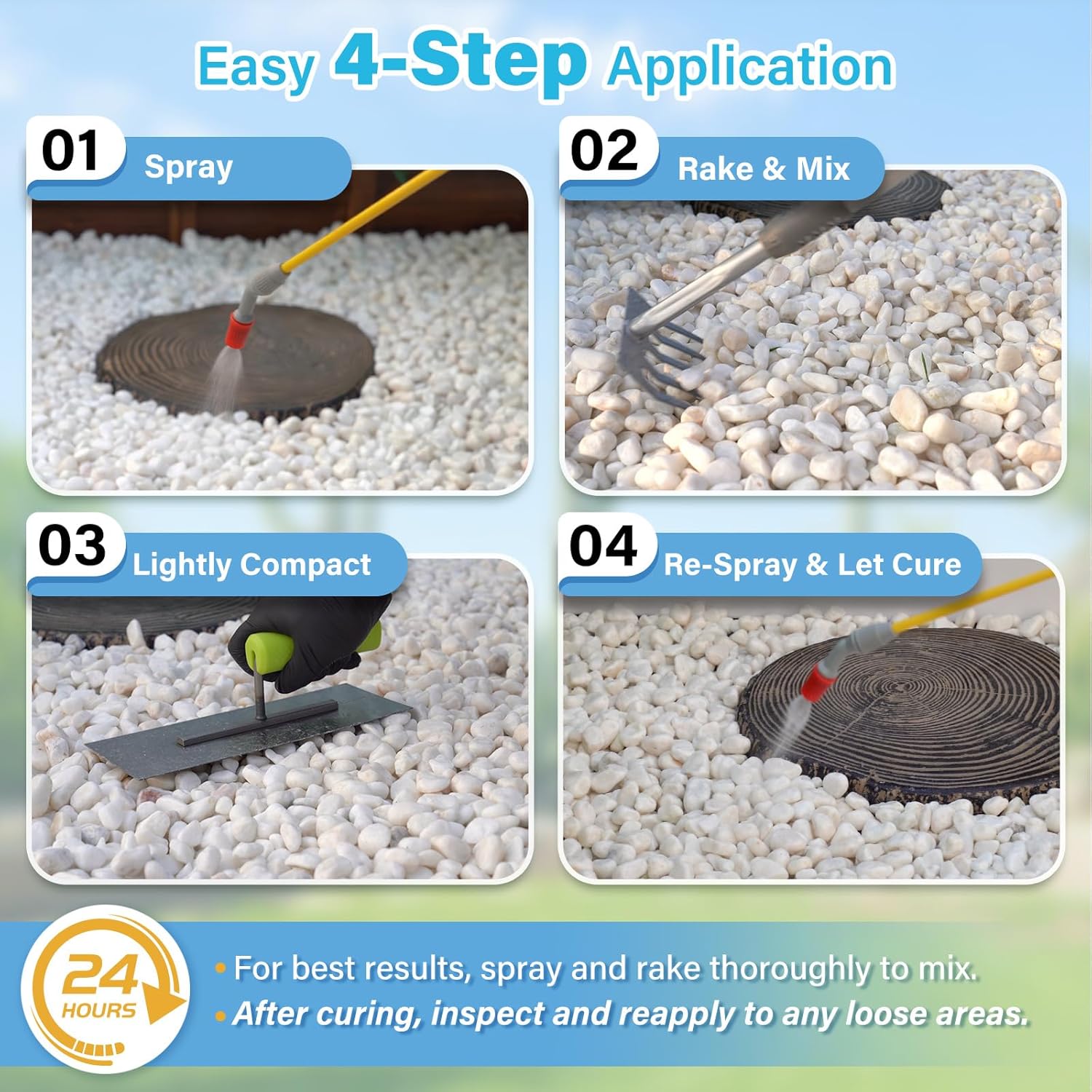 Rock Glue for Landscaping 1 Gallon, Mulch Glue for Landscaping, Locks in Place, Adds Subtle Natural Gloss, Ready to Use, Smooth Spraying, Ideal for Landscape and Garden Use with Mulch, Pebbles & Rocks