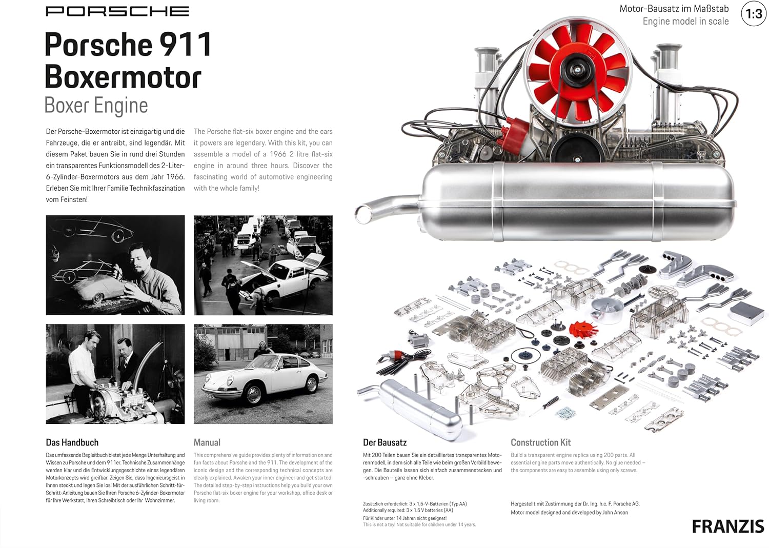 Franzis Porsche 911 Boxermotor Bausatz 1:4 - Motor-Modell mit Sound – Vorschau 2