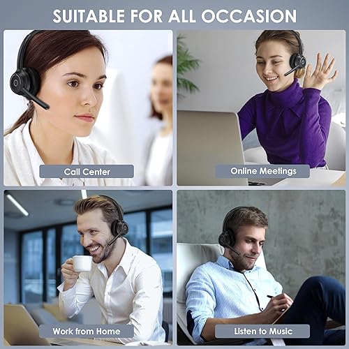 Miniatura 6 de Gixxted Auriculares Bluetooth, auriculares inalámbricos con micrófono con cancelación de ruido para el trabajo, auriculares con dongle USB y